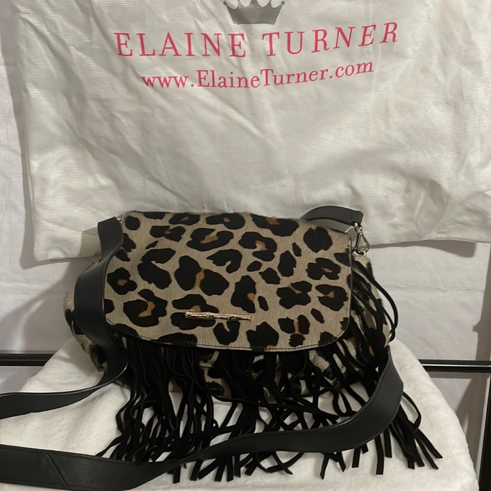 Crossbody Elaine Turner Leopard Print Hide-On Fringe